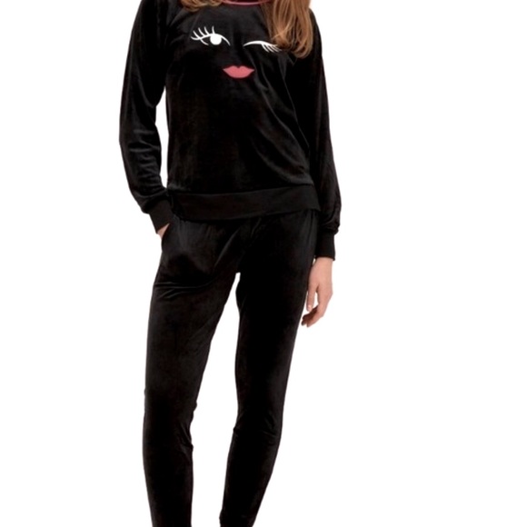 Kate Spade ♠️ Black Velour Velvet Eye Wink Sweater Sweatshirt……. - Picture 4 of 4